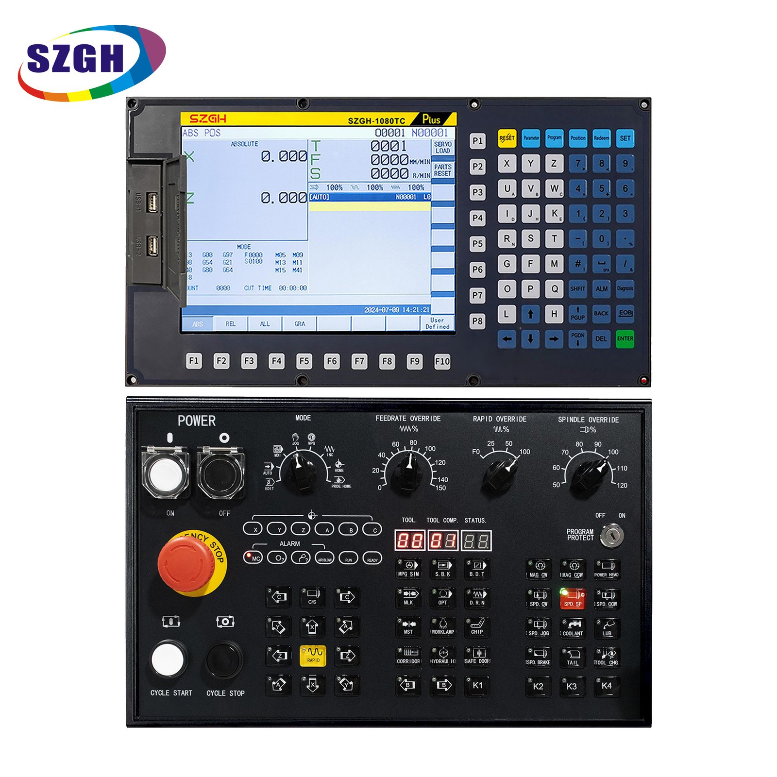 36e0eef6-8770-43f4-af28-cb57e6a07ddb SZGH 1080TC-2 Controller for CNC Lathe 2 Axis - Image 1